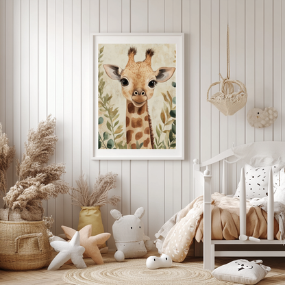 Gentle Giraffe – Realistic Baby Safari Animal Wall Art Poster