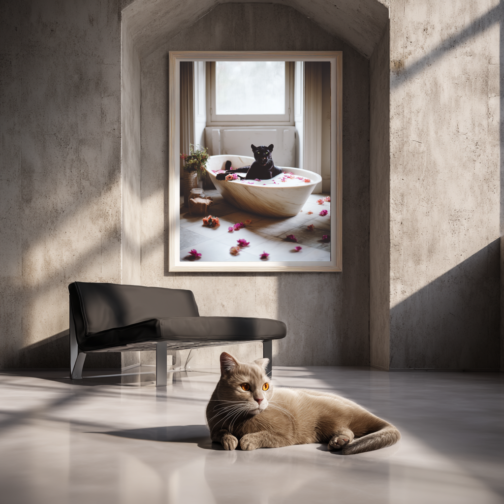 Bath of the Untamed - Surreal Animal Art Poster
