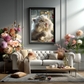 Rosé & Whiskers – Fluffy Cat with Champagne Wall Art Poster
