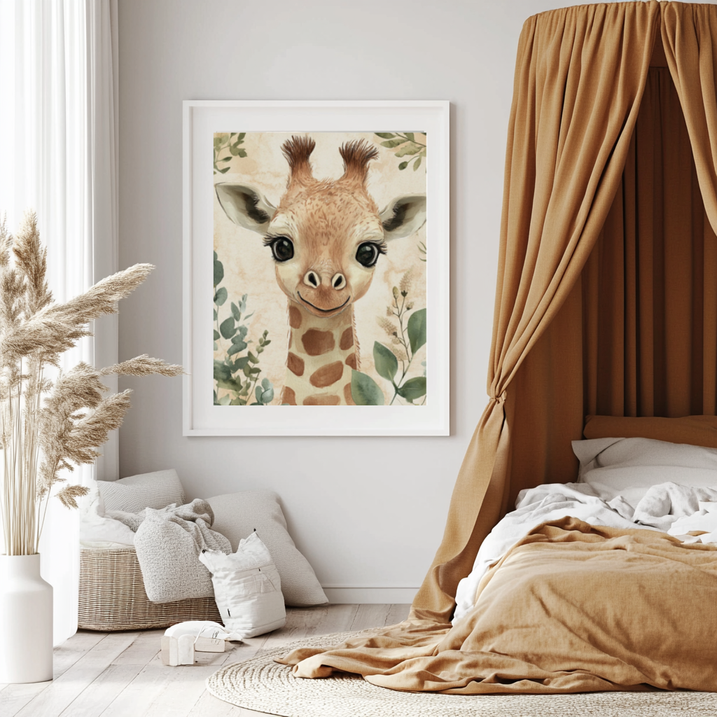 Smiling Giraffe – Lifelike Safari Baby Wall Art Poster