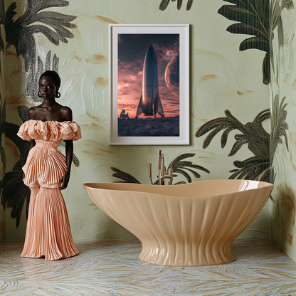 Liftoff Reflection – Astronaut & Rocket at Dusk Wall Art