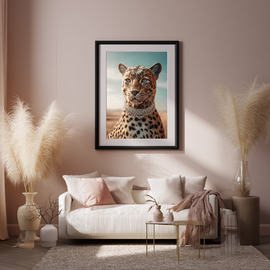 Desert Majesty – Leopard with Diamond Collar Wall Art Poster