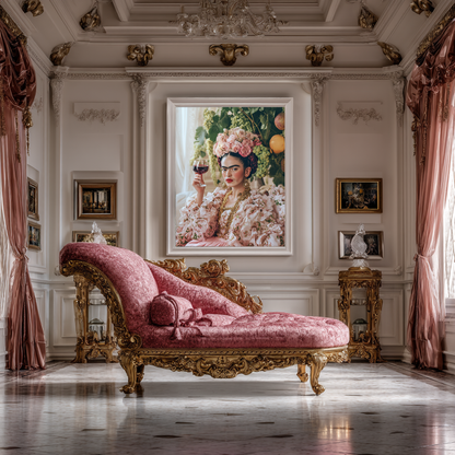 Goddess of the Vine – Floral Crown & Wine Wall Art Poster