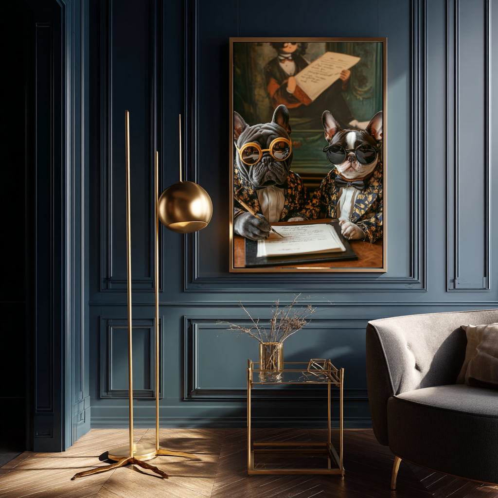 The Aristopaws – French Bulldogs in Formalwear Wall Art Poster