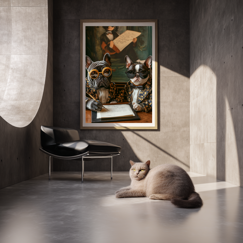 The Aristopaws – French Bulldogs in Formalwear Wall Art Poster