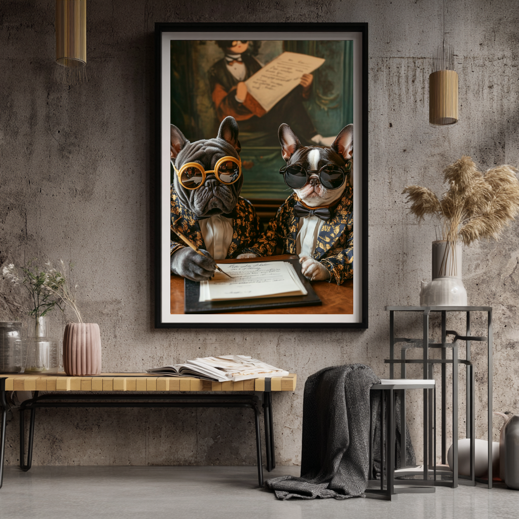 The Aristopaws – French Bulldogs in Formalwear Wall Art Poster