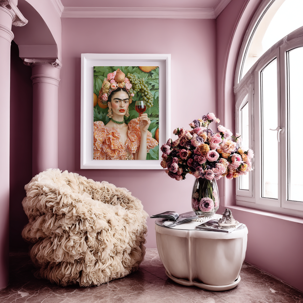Fruit of Her Power – Opulent Wine & Crowned Woman Wall Art Poster
