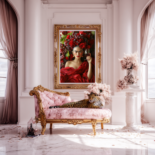 The Crimson Oracle – Wine & Roses Woman Wall Art Poster