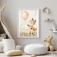 Fox with Balloon – Whimsical Nursery Wall Art for Kids Room