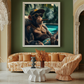 Banana Republic wall art poster – Alpha ape lounging poolside in luxury setting, bold surreal animal artwork for contemporary decor and statement spaces