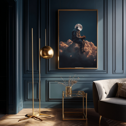 Lunar Dreamer – Astronaut with Moon Head Wall Art Poster 🪐