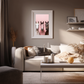 Pastel Herd – Trio of Horses Against Pink Wall Art Poster