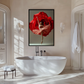 Rose Pirouette wall art poster – Graceful ballerina in mid-pirouette with rose-toned background, dreamy feminine artwork for dance studios and serene spaces