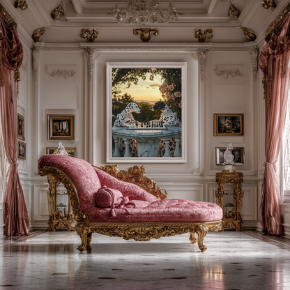 Checkmate Garden – Aristocratic Dalmatians Chess Wall Art Poster