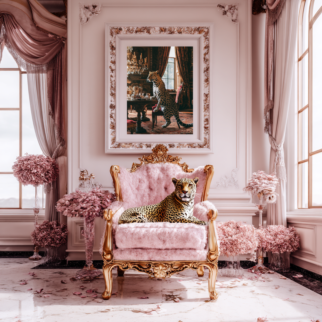 The Velvet Guest – Leopard at the Afternoon Table Wall Art Poster