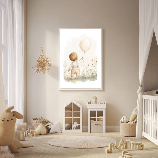 Balloon Dreams – Neutral Toddler Wall Art for Nursery