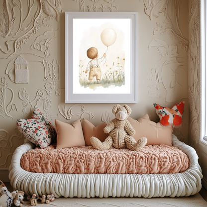 Balloon Dreams – Neutral Toddler Wall Art for Nursery