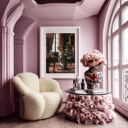 The Gilded Host – Standing Leopard in Royal Salon Wall Art Poster