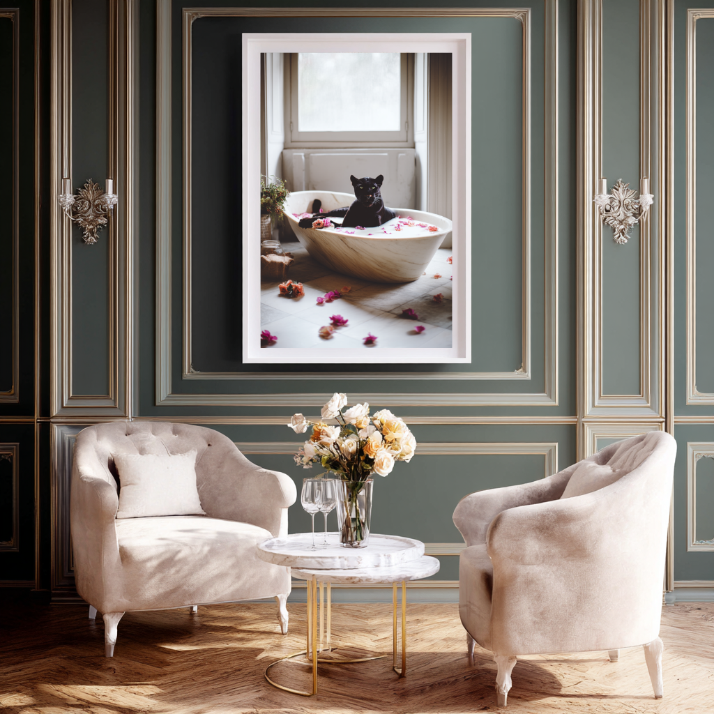 Bath of the Untamed - Surreal Animal Art Poster